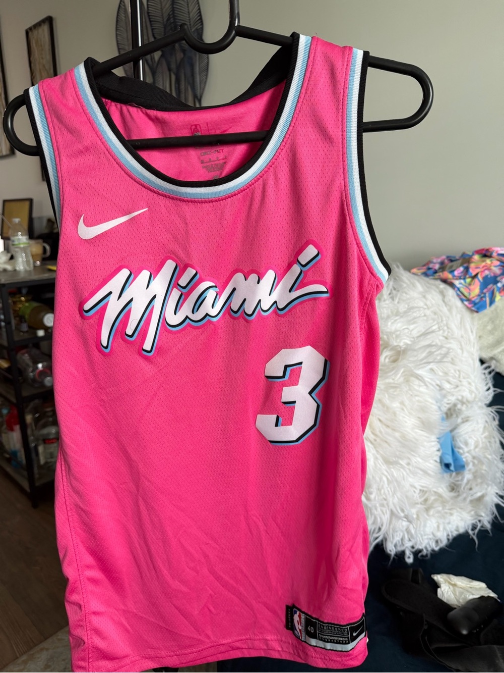 Nike Pink Miami #3 Basketball Jersey with Aqua & White Trim